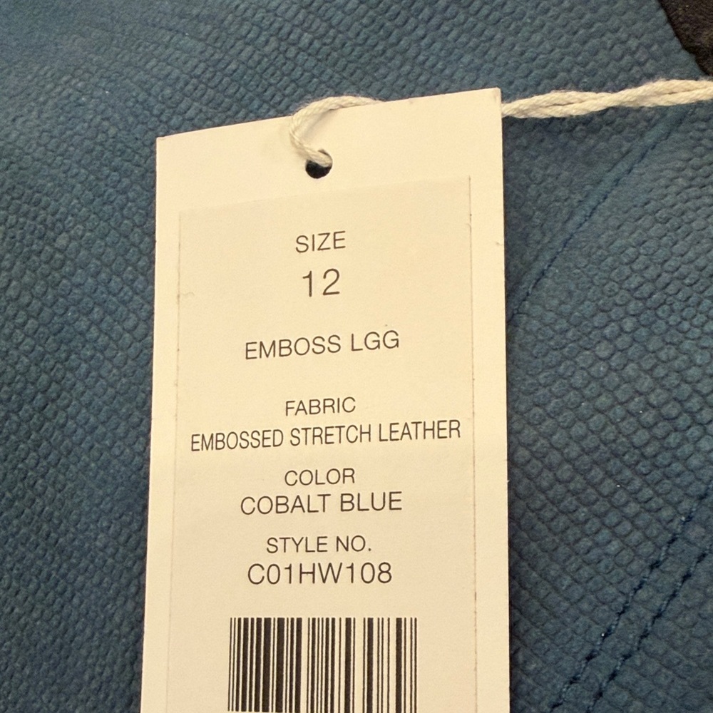 Helmut Lang Cobalt Blue Embossed Stretch Leather Pants size 12 NWT